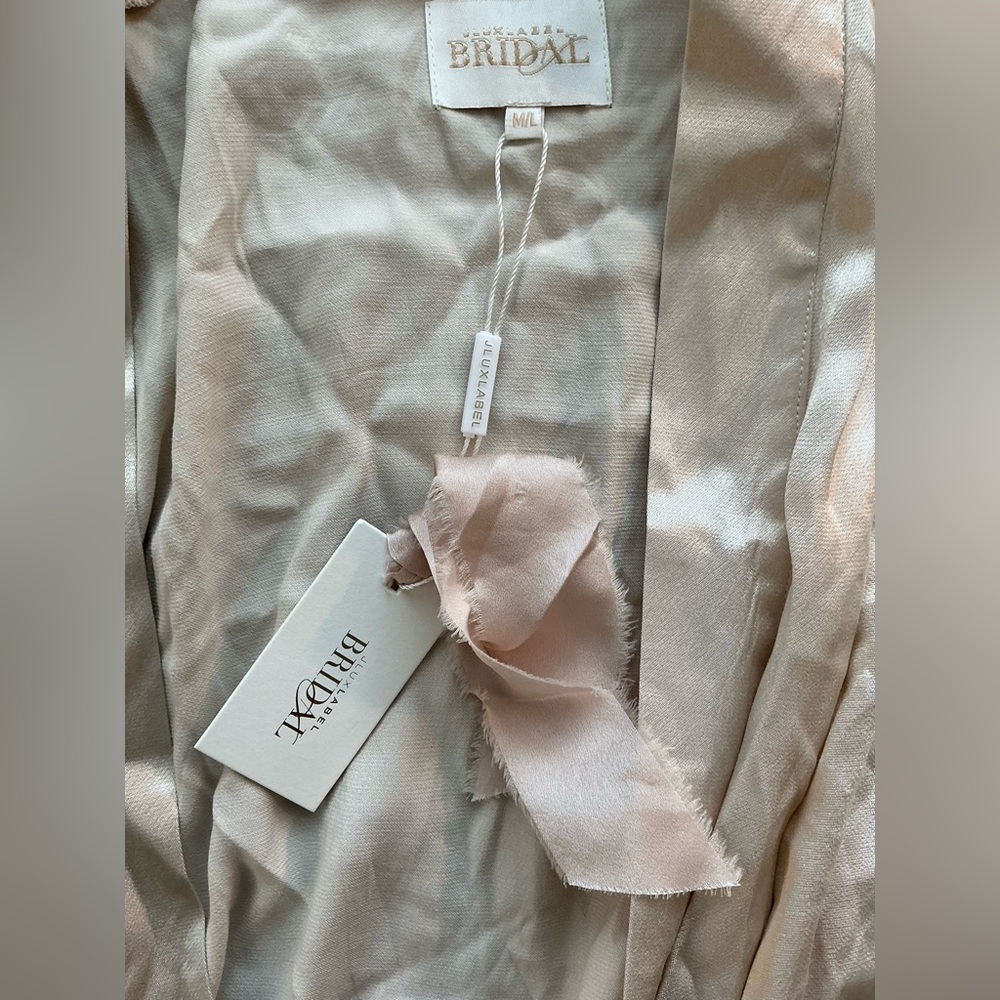 JLUXLABEL Always & Forever Satin Robe | Beige | Size Medium/Large - Picture 12 of 14